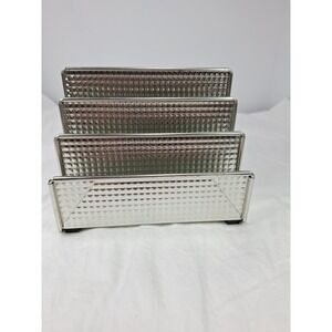 Vintage Design Ideas Silver Metal Tiered Letter Sorter Desk Organizer Textured